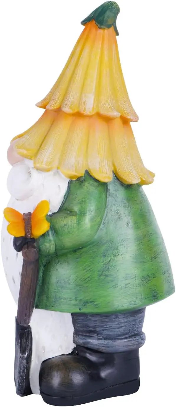 Topadorn Garden Gnome Outdoor Gnome Statue Resin Sculpture Outdoor Figurine with Yellow Hat for Garden Decoration,11 Inch by GreenHaven Gardens