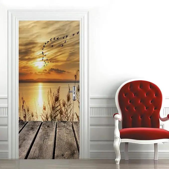 3D Door Stickers Murals Peel and Stick - PIER - Door Wallpaper Self-Adhesive Door Decals Removable PVC Waterproof Door Poster for Bedroom Living Room Door 37.4" x 78.7" by GreenHaven Gardens