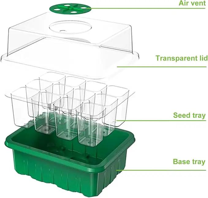 5 Packs Seed Starter Tray, 60 Cells Seed Starter Kit with Humidity Dome Seed Starting Trays Plant Starter Kit and Base Mini Greenhouse Germination Kit for Seeds Growing Starting by GreenHaven Gardens