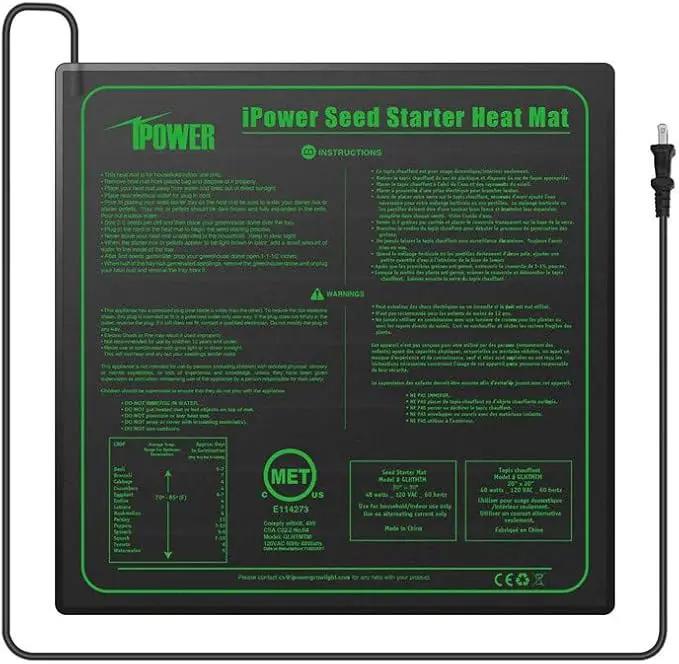iPower GLHTMTM-A 20" x 20" Waterproof Durable Seedling Heat Mat Warm Hydroponic Plant for Indoor Gardening Germination Starting, black by GreenHaven Gardens