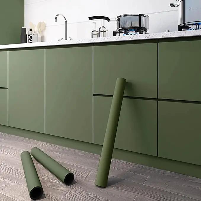 Dimoon 78.7''x15.7'' Green Skin Peel and Stick Wallpaper Contact Paper Modern Self Adhesive Wall Paper Removable Renter Friendly Textured Solid Color Vinyl Roll (78.7''x15.7'',Dark Green Skin) by GreenHaven Gardens