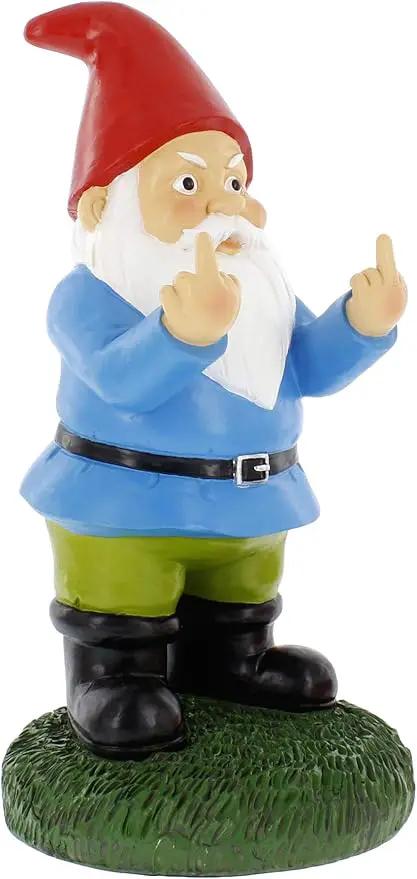 Gnometastic Middle Finger Gnome Statue, Large 12.5" Tall - Original Double Bird Garden Gnome Statue Decoration and Lawn Ornament - Outdoor Funny Garden Gnomes, Lawn Ornament by GreenHaven Gardens
