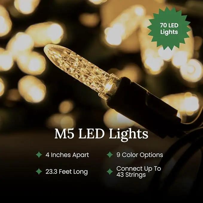Pro Christmas M5 LED Holiday Lights - 100 Bulbs, 33.3ft - Professional Grade Indoor Outdoor Diamond Cut Sparkle Light Strings for Home Decorations and Christmas Trees - Red by GreenHaven Gardens