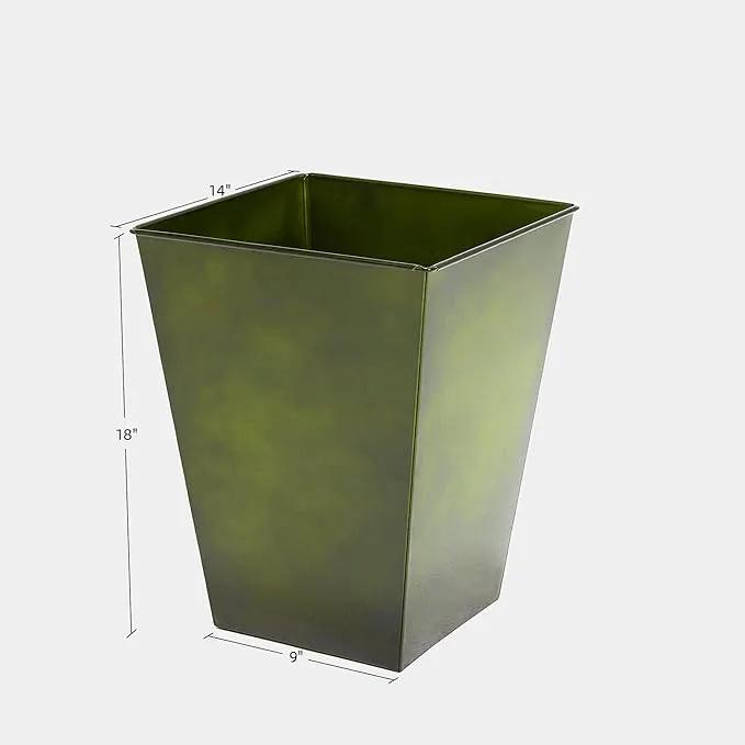 KOL 18''H. Bright Glazed Planter with Drainage Hole, Set of 2, Galvanized Steel Planter Pots for Indoor & Outdoor Use, Decorative Flower Plant Pots for Front Porch, Patio, Deck - Green by GreenHaven Gardens