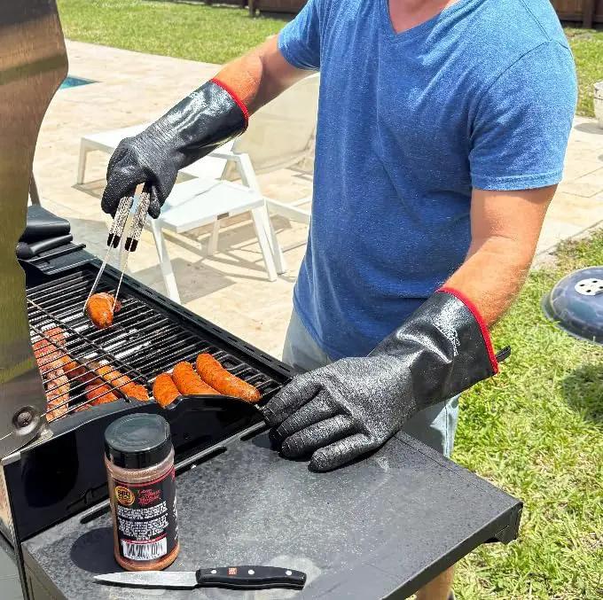 Freedom BBQ Gloves 932°F Heat Rated Magnetic EZ On Off Safety Clips Waterproof for Grills Smokers Fryers Ovens (18") by GreenHaven Gardens