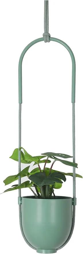 Metal Hanging Planter for Indoor Outdoor Plants Modern Wall and Ceiling Hanging Plant Holder Boho Flower Pot Hanger for Vines Succulents Ferns Room Decor(Green) by GreenHaven Gardens