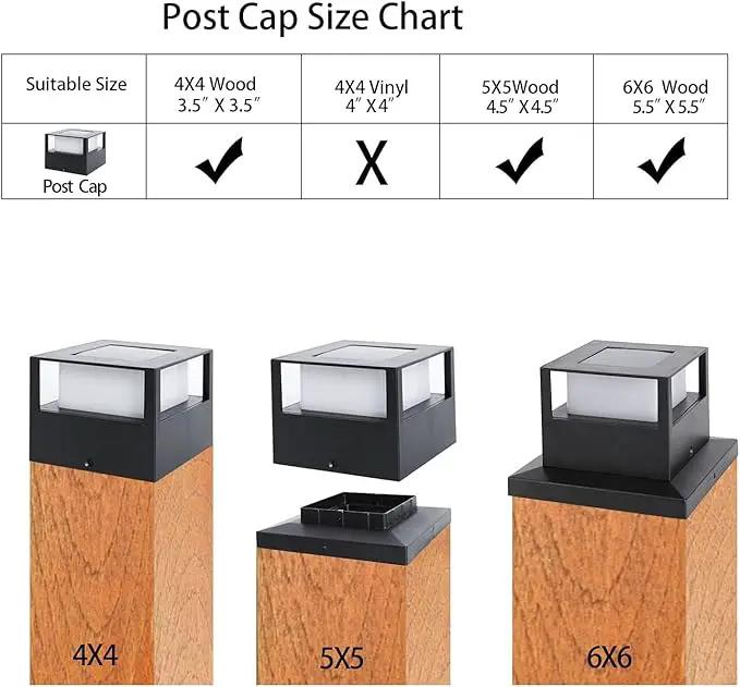 Viewsun 6 Pack Solar Post Cap Lights, Outdoor Fence Solar Powered Post Cap Lights with SMD LEDs Waterproof Light Decorative for Fence Deck or Patio Decor, Fits 4x4, 5x5 or 6x6 Wooden Posts by GreenHaven Gardens