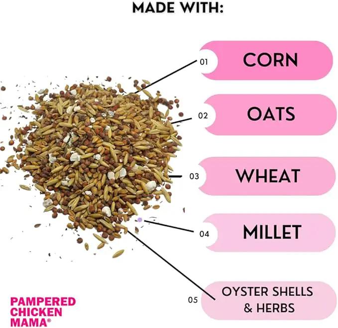Pampered Chicken Mama Backyard Feed - Premium Scratch Treat - High Protein & Calcium All-Natural Grower Feed Supplies for Laying Chickens (2.5 Pounds) by GreenHaven Gardens