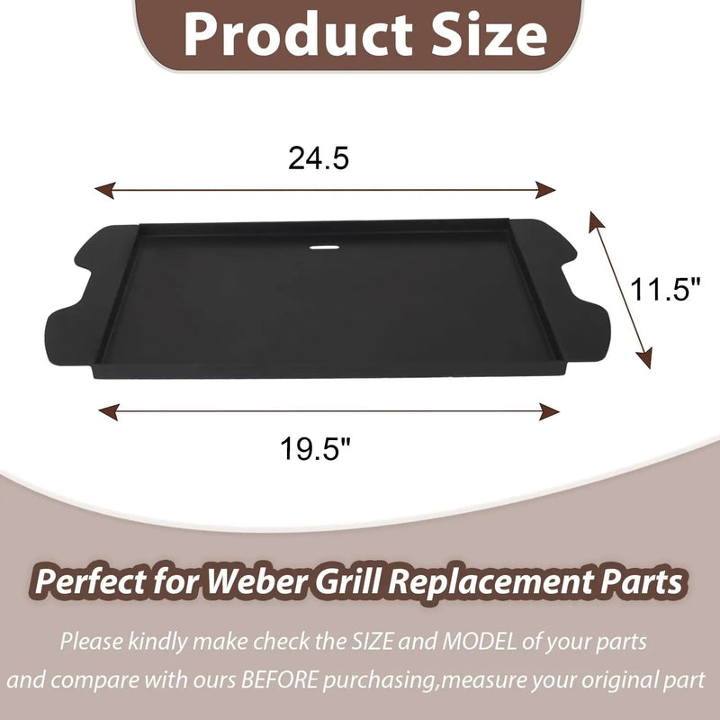 Weber Traveler Griddle Plate, Cast Iron, Black, Rectangular, 24.5'L x 11.5'W x 2'H, Fit for Weber Traveler Grills 9010001 9020001 9030001 9013001 9011701, Replacement Part 7034, with Carry Bag by GreenHaven Gardens