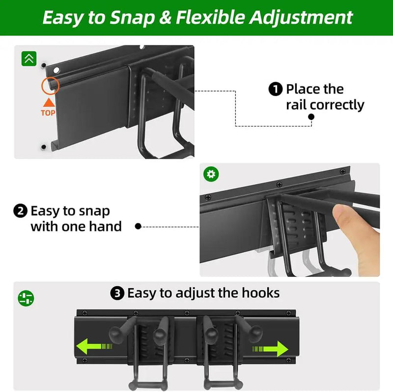 Garage Tool Organizer Wall Mount with 48 inches Rails and 6 Double-layer Hooks, Garden Tool Rack Heavy Duty, Garage Hanging Storage Rack For Yard Tools, Shovel, Shed by GreenHaven Gardens