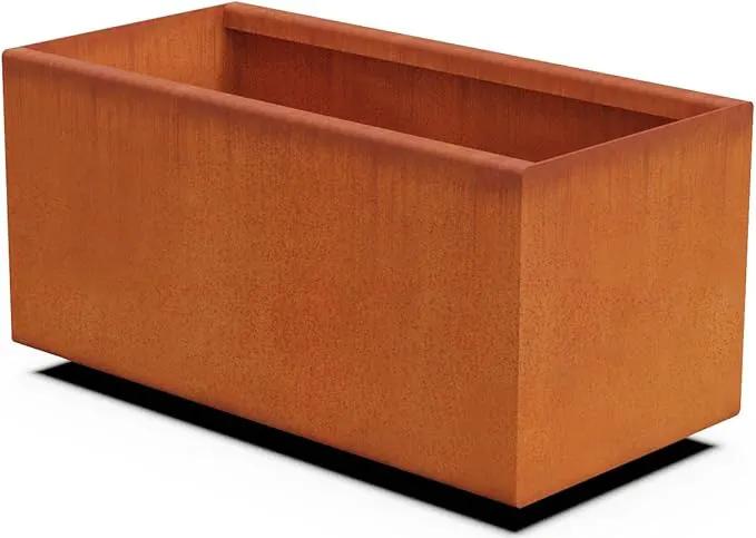 Corten Steel Planter Rectangle Outdoor Metal Garden Box Heavy Duty | Made in USA | Fully Assembled by GreenHaven Gardens