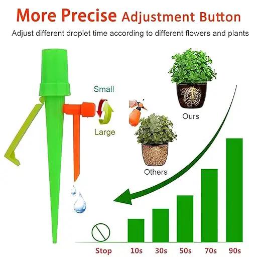 Upgrade Self Watering Planter Insert, Self Watering Spike with Long Dripper & Valve Switch, Adjustable Plant Watering Devices, Automatic Watering System for Outdoor & Indoor Plants (12, Green+Orange) by GreenHaven Gardens