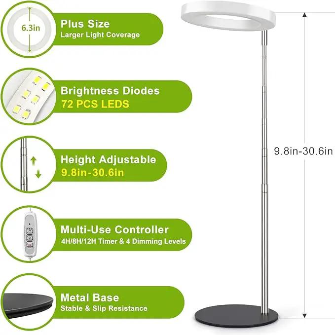 LORDEM Grow Light, LED Plant Light for Indoor Plants Growing, Full Spectrum Desk Growth Lamp with Automatic Timer for 4H/8H/12H, 4 Dimmable Levels, Height Adjustable 9.8"-30.6", Pack of 2 by GreenHaven Gardens