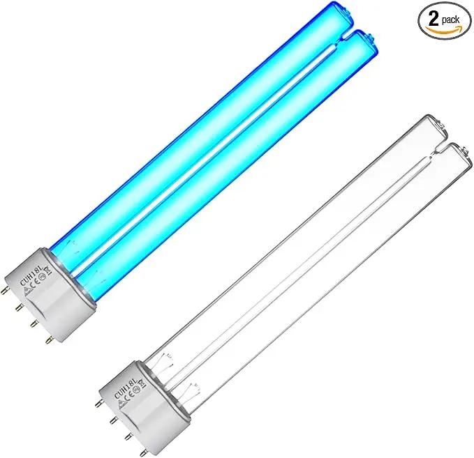 2 Pack 18 Watts UV Light Bulb Replacement UV Light for Pond Clarifier for Outdoor Ponds 4-Pin Base by GreenHaven Gardens