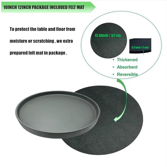 Ceramic Plant Saucer Pot Tray 12 Inch, Planter Saucers 4 5 6 7 8 9 10 11 12 13 Inch for Indoors Outdoor, Durable Sturdy Flower Drainage drip Water Tray for Glazed Pots Base (12.7 Inch-Grey) by GreenHaven Gardens