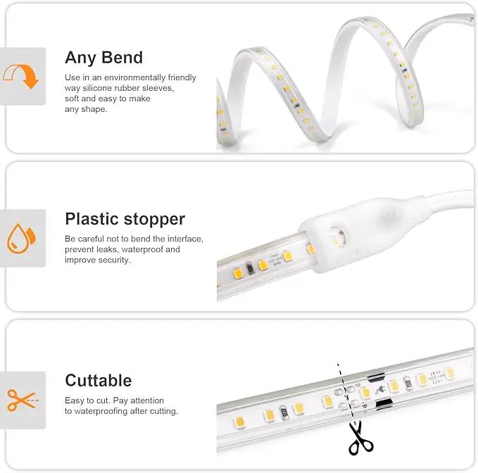 AIMENGTE Outdoor LED Strip Lights Waterproof, AC 110V, 1200LEDs, 4000k Plug in LED Rope Lights for Garden, Patio, Indoor Outdoor Decoration(32.8ft, Daylight) by GreenHaven Gardens