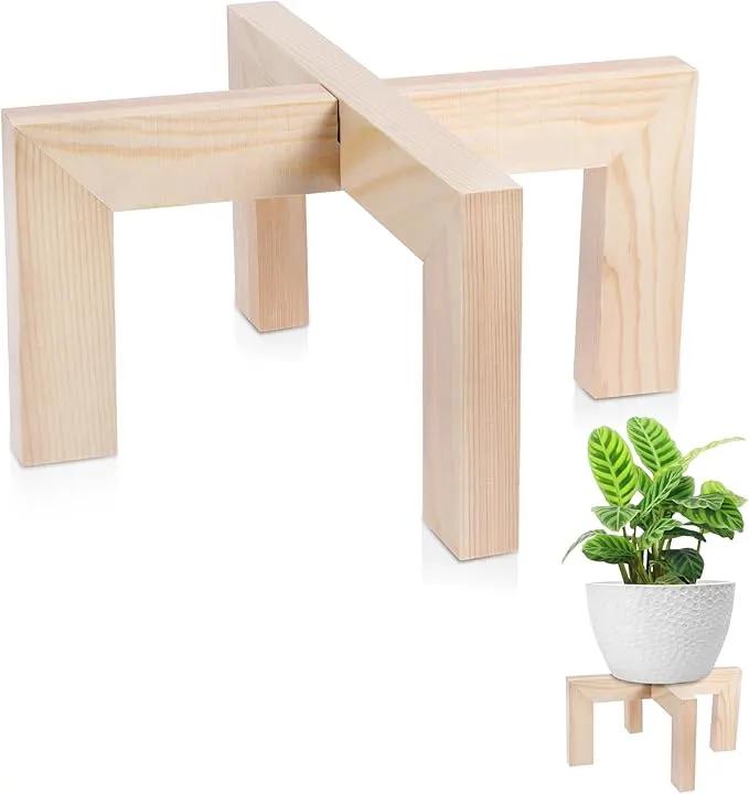 Plant Stand, Indoor/Outdoor Wood Plant Holder, Single Flower Pot Stand, Sturdy Planter Stand, Fit 5-12 Inch Pots by GreenHaven Gardens