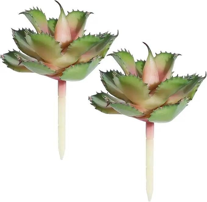 Duovlo Artificial Succulent Plant 7.08 Inch Faux Succulents Agave potatorum Flower Arrangement Craft Wall DIY Materials,Pack of 2 (Pink) by GreenHaven Gardens