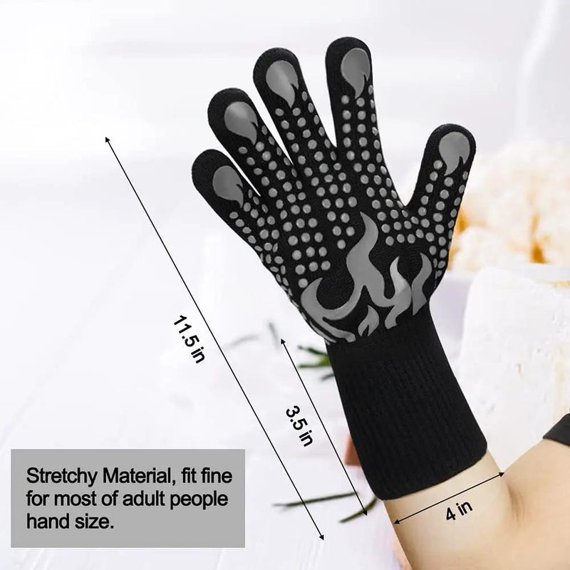 Comsmart BBQ Gloves, 1472 Degree F Heat Resistant Grilling Gloves Silicone Non-Slip Oven Gloves Long Kitchen Gloves for Barbecue, Cooking, Baking, Cutting(Gray) by GreenHaven Gardens