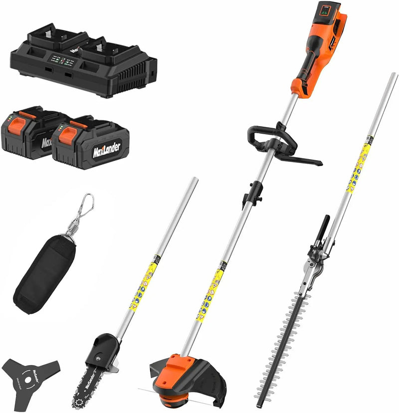 MAXLANDER 40V Hedge Trimmer, Weed Wacker Cordless, 8" Electric Pole Saw and Brush Cutter Blade, 4-in-1 Multi Garden Tools with 2 * 20V 4.0Ah Batteries and 1*Charger by GreenHaven Gardens