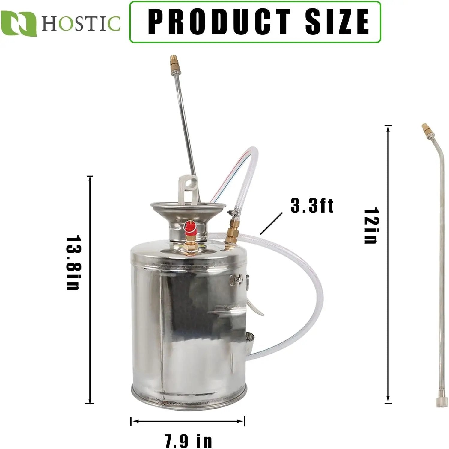 1 Gallon Stainless Steel Sprayer Hand Pump Sprayer with Pressure Gauge Safety Valve Adjustable Nozzle for Gardening Lawn and Cleaning by GreenHaven Gardens