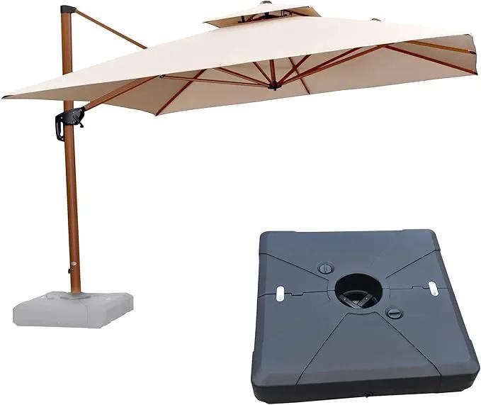 PURPLE LEAF 11ft Patio Umbrella with Base Outdoor Square Umbrellas Large Cantilever Umbrella Windproof Offset Umbrellas Heavy Duty Sun Umbrella for Garden Deck Pool Patio, Beige by GreenHaven Gardens