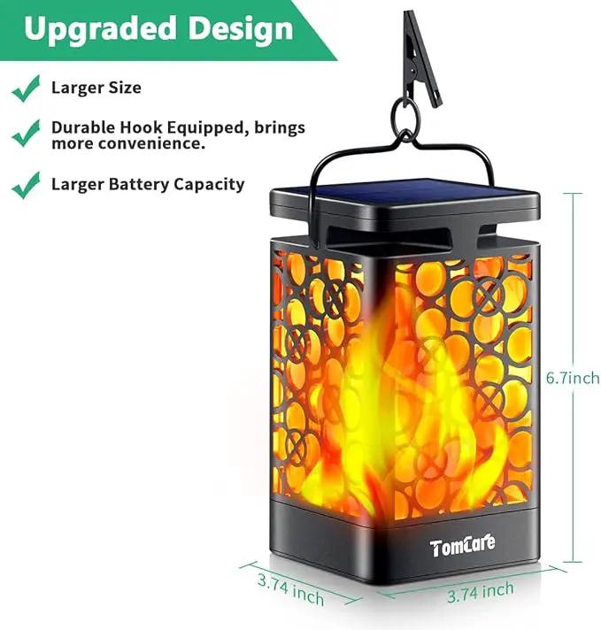 TomCare Solar Lights Upgraded Solar Lantern Flickering Flame Outdoor Hanging Lantern Decorative Lighting Solar Powered Waterproof LED Flame Umbrella Lights for Patio Garden Deck Yard, 4 Pack by GreenHaven Gardens