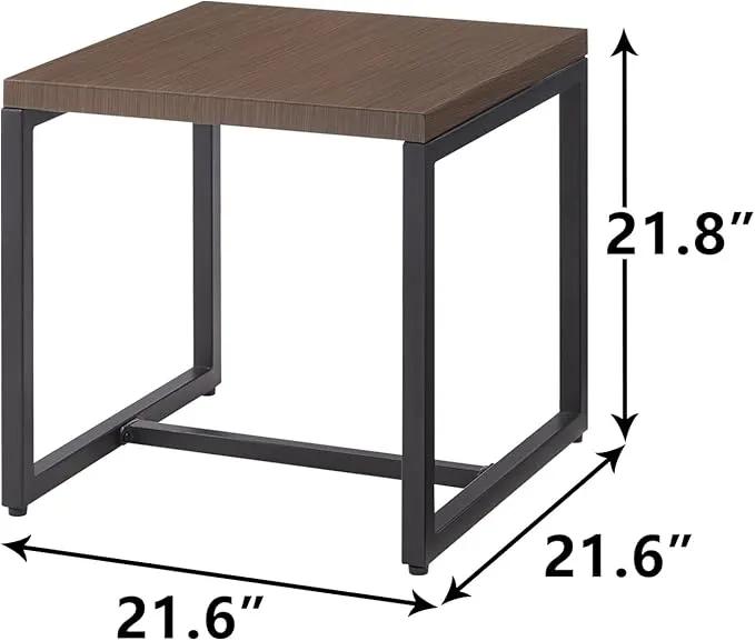 Patio Tables Outdoor Coffee Table - Steel Side Tables End Table for Proch Deck Balcony Garden Squre Brown Tabletop by GreenHaven Gardens