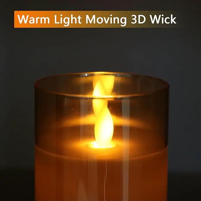 Glass Realistic Flickering Flameless Candles with Remote Timer, LED Pillar Candles Battery Operated with 3D Wick, Real Wax Fake Candles Home Decor for Wedding Festival Party by GreenHaven Gardens