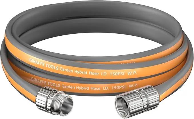 Giraffe Tools Garden Hose 10FT, 5/8" Lightweight Lay Flat Water Hose, Custom Length, Flexible, Leakproof Hybrid Hose Pipe with Male to Female Fitting by GreenHaven Gardens