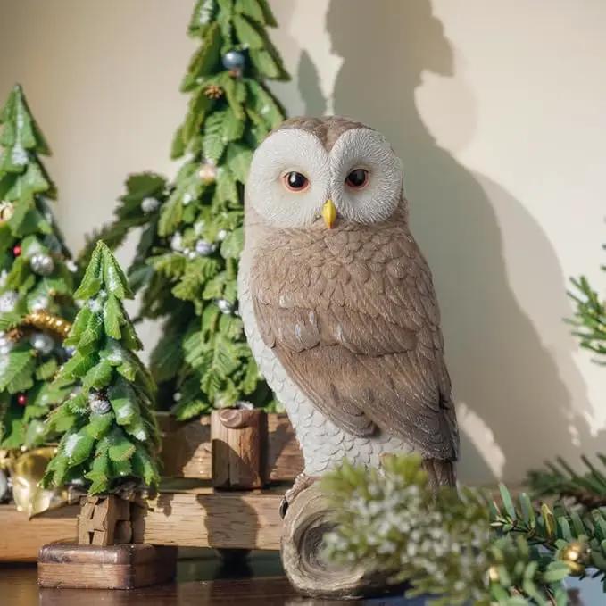 Owl Outdoor Statues Garden Yard - Decoration Home Decor Indoor Desk Tabletop Collectible Figurines Ancient Retro Collection 11" x4.5" x5 Inch by GreenHaven Gardens