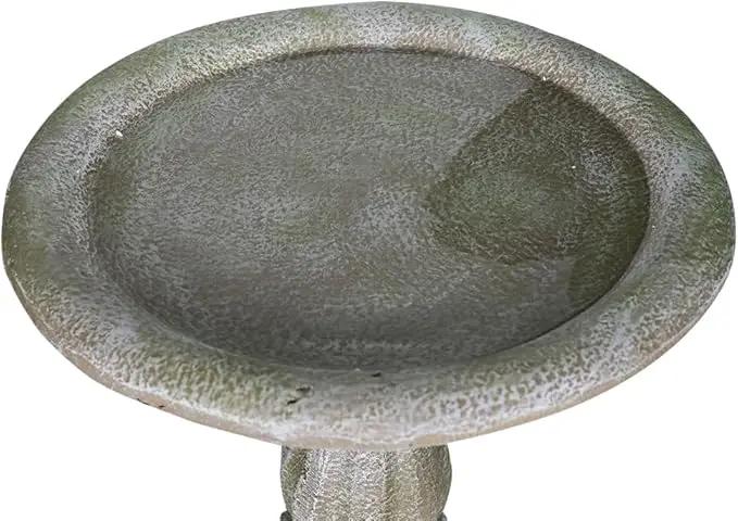 SunJet 23.8” H x 20” Dia Outdoor Birdbath with Exquisite Carvings Pedestal - Fibre Reinforced Concrete Birdbaths, Neoclassical Style Design for Garden Decor & Bird Attraction by GreenHaven Gardens