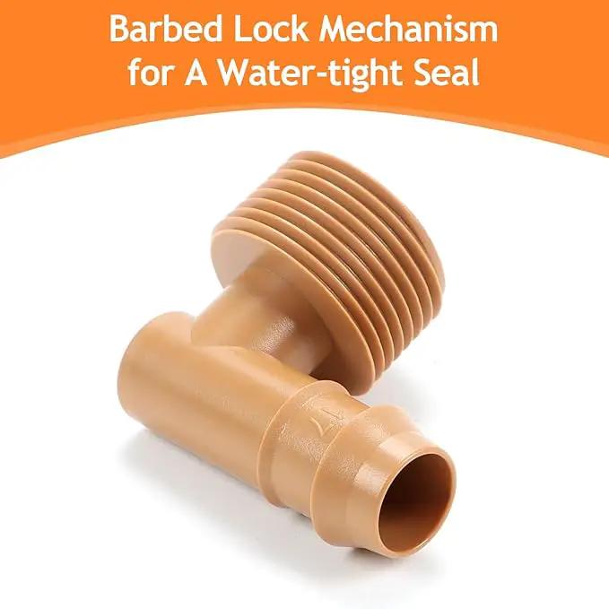 12 Pieces 3/4 Inch PVC to 1/2 Inch Drip Irrigation Adapter Fittings, 3/4" Male Pipe Thread(MPT) x 1/2" Drip Line Barbed Elbow Connectors 3/4-in PVC to 1/2-in Poly Tubing Adapter by GreenHaven Gardens