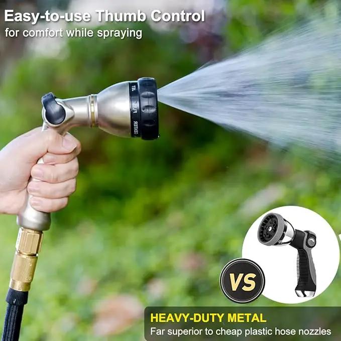 FANHAO Professional Garden Hose Nozzle Heavy Duty, 100% Metal Thumb Control Water Hose Sprayer with 8 Spray Patterns, High Pressure Water Nozzle for Watering Plant & Lawn, Washing Car & Pet by GreenHaven Gardens