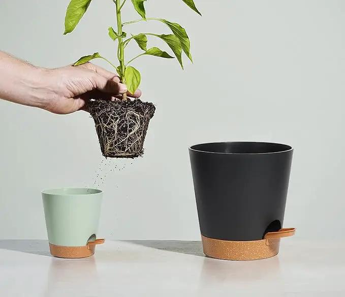 Self Watering Planters Plant Pots Indoor Flower Planting PotsP For Houseplants, African Violet, Flowers, Succulent,Cactus Outdoor Plant Pots with Drainage Holes Black Pots Gift Idea For Lazy people by GreenHaven Gardens