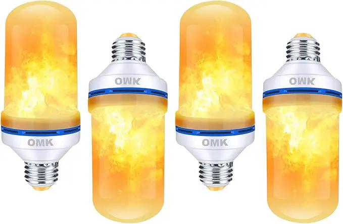OMK 4 Pack Flickering Light Bulbs Christmas Decorations Sunlight LED Flame Effect Light Bulbs 4 Modes Fire Flickering Light Bulbs for Party Indoor Outdoor Decor Holiday Gifts by GreenHaven Gardens