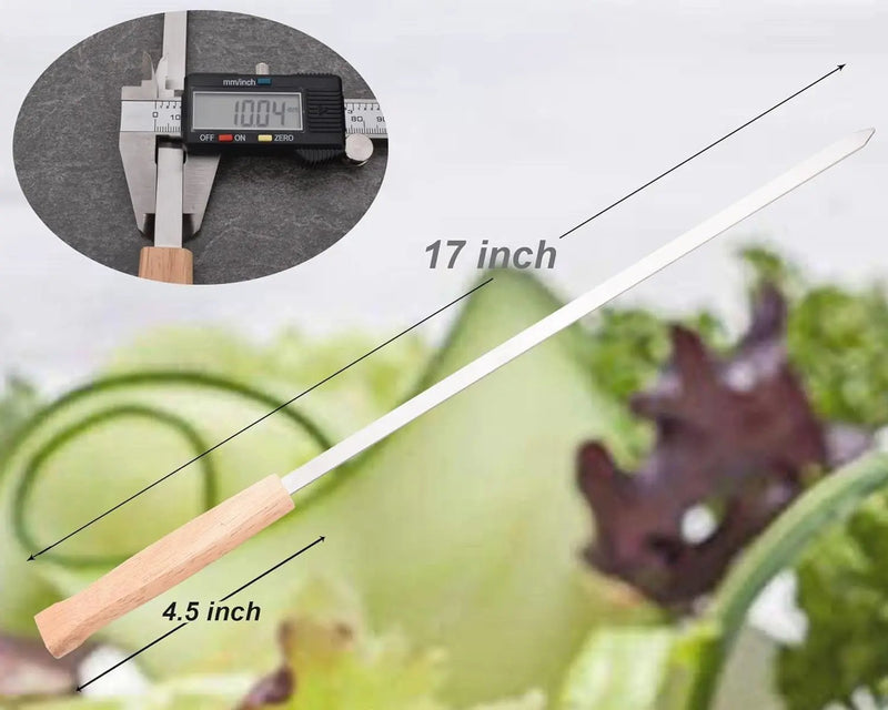 17-Inch 24 Pack Long Flat BBQ Skewers, HONSHEN 3/8 Inch Stainless Steel Wide Blade with hardwood Handle barbecue skewers for Grilling Meat,Chicken,Shrimp,Vegetables (17Inch Flat BBQ Skewers 24p) by GreenHaven Gardens