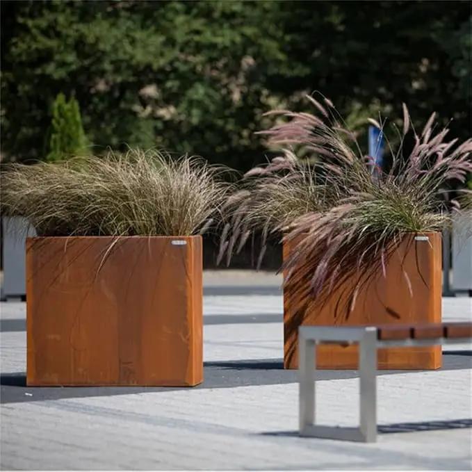 Corten Steel Planter Box Metal Outdoor Planter Large Square Cube Rustic Planter Pot Durable Antique Detached for Commercial Residential Tall Plant Patio Deck and Backyard 32 Inch by GreenHaven Gardens