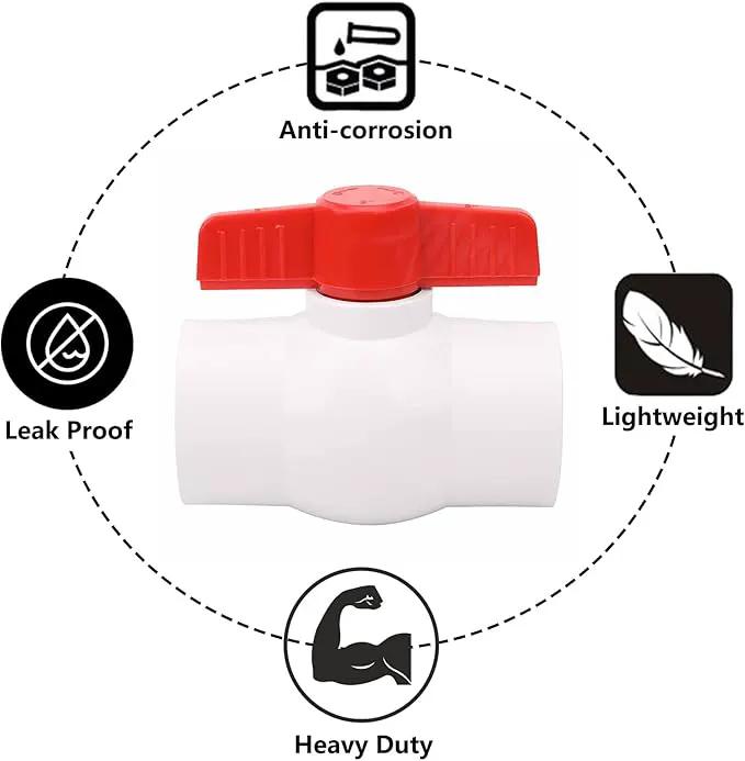 2" PVC Ball Valve Water Pipe Shut-off Valve Socket with Red T-Handle for Cold Water Supply lines, Irrigation Pipe fitting System(Socket x Socket), Schedule 40 by GreenHaven Gardens