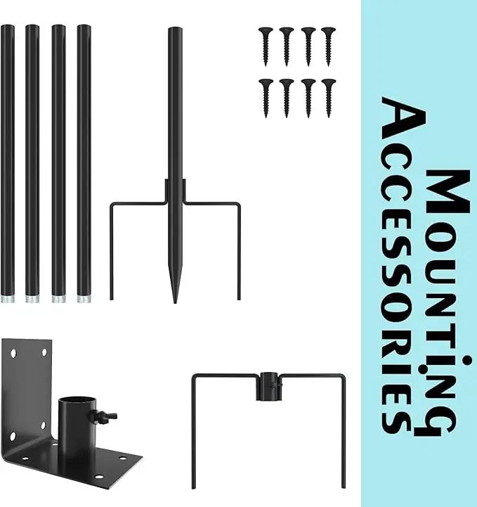 ERYTLLY Bird House Pole Mount Kit 80 Inch - Adjustable Hummingbird Bird Feeder Post Support Rod Universal Stand Set with 5 Prongs for Outdoor, Yard, Garden Decor, Black by GreenHaven Gardens