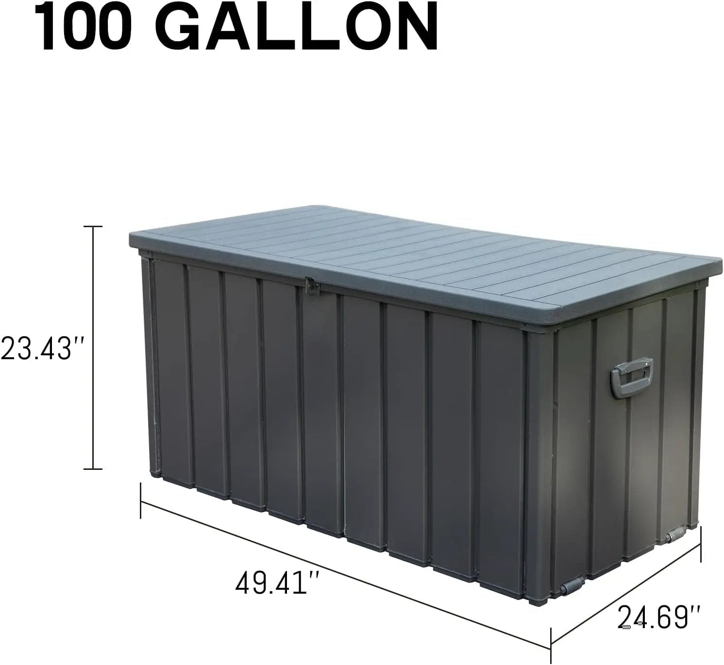KUIKUI 100 Gallon Deck Box Waterproof, 100 Gallon Outdoor Storage Box, Metal Deck Box Waterproof for Pool Patio Cushions and Sports Pools Equipment, Dark Gray by GreenHaven Gardens