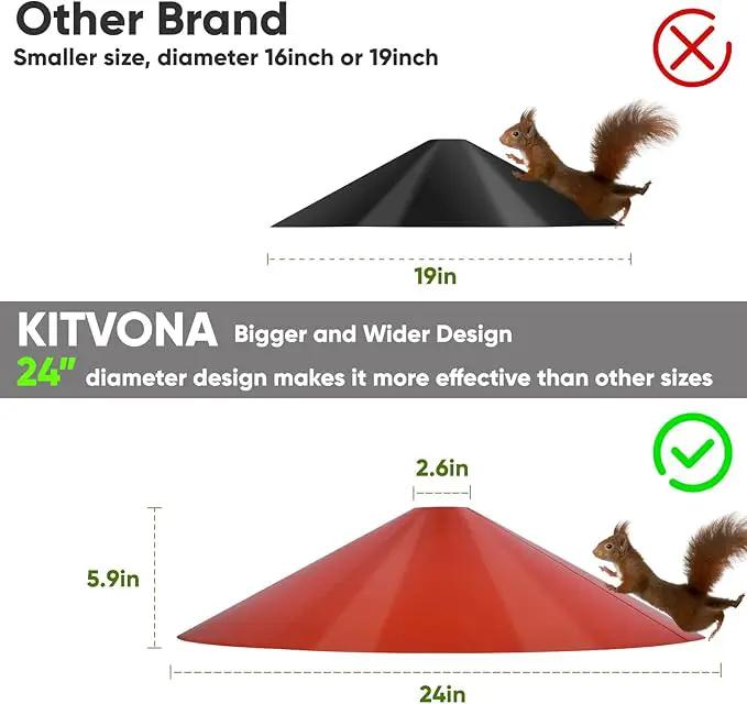 24-inch Large Squirrel Proof Bird Feeders for Outside Hanging, Outdoor Squirrel Baffles for Bird Feeders Pole, Red Color by GreenHaven Gardens