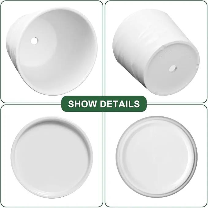 6.7 + 5.5 Inch Plant Pot, Ceramic Planter with Drainage and Saucer，Ceramic Pots for Plants, Indoor Plant pots，Succulent Orchid Flower Pot(Pure White) by GreenHaven Gardens