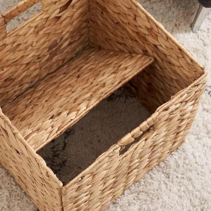 10.5 x 10.5in Wicker Storage Baskets for Shelves, Water Hyacinth Storage Baskets, Woven Baskets for Storage, Wicker Storage Basket for Bedroom, Living Room (6 Packs 10.5x10.5in) by GreenHaven Gardens