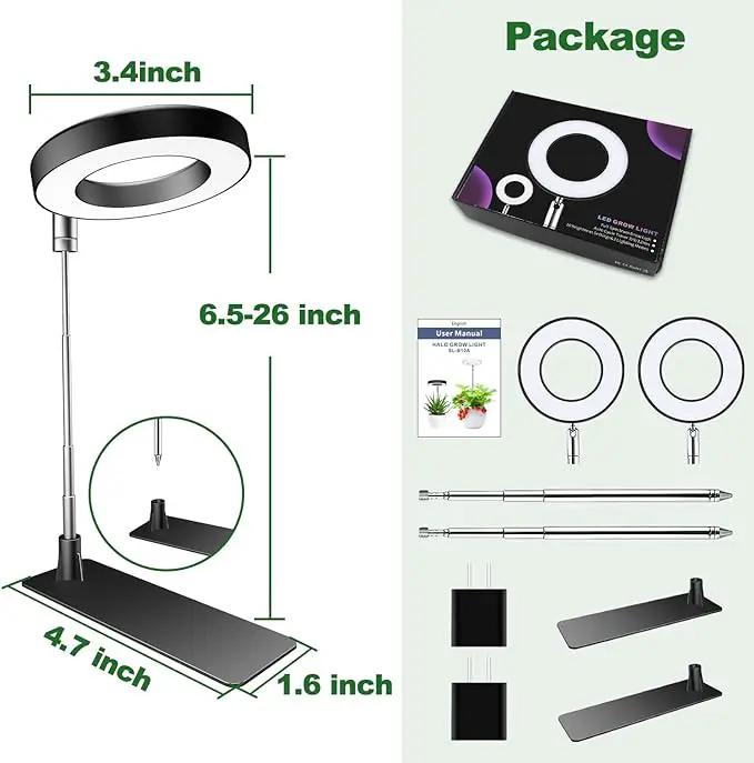 Grow Lights for Indoor Plants, 48 LEDs Full Spectrum Plant Light for Indoor Plants, Height Adjustable Growing Lamp with Base, 3 Optional Spectrums, Auto Timer 3/9/12Hrs, 10 Brightness,2 Pack by GreenHaven Gardens
