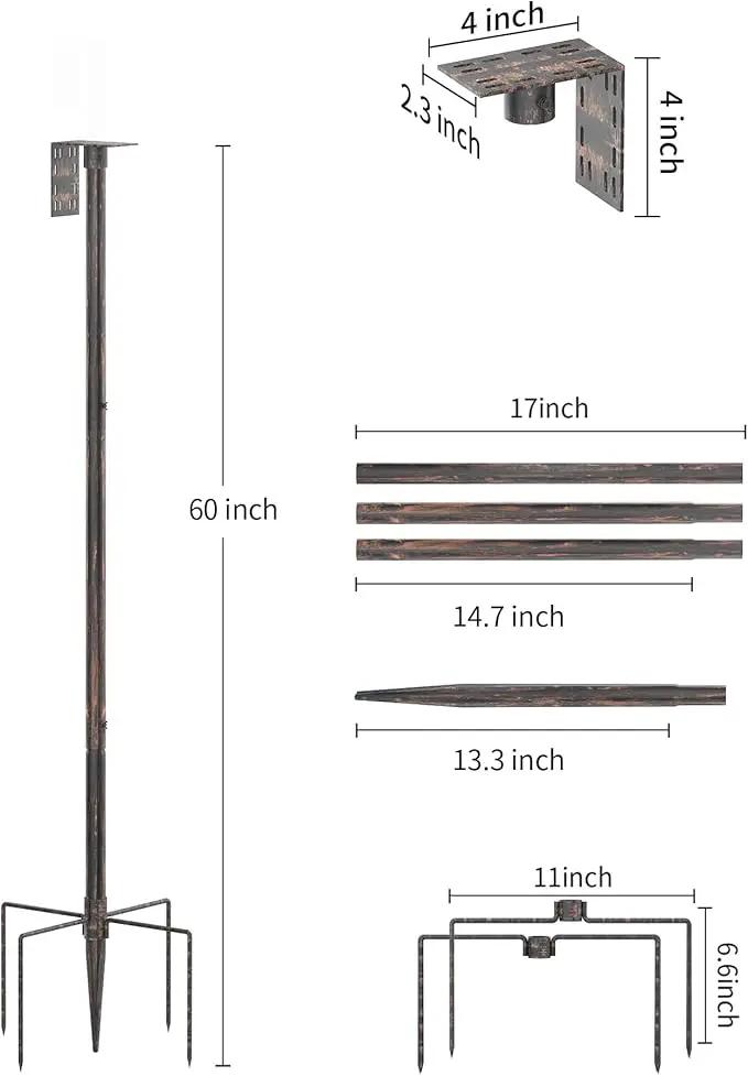 Bird Feeder Pole Stand – 60 Inch Height Feeding Station with 1-Inch Dia Heavy Duty for Hanging Feeders, Bird House Pole Mount Kit for Outdoor, Slip-Fit Connection，Copper Brushed by GreenHaven Gardens