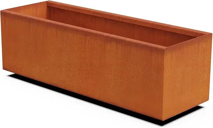 Corten Steel Planter Rectangle Outdoor Metal Garden Box Heavy Duty | Made in USA | Fully Assembled by GreenHaven Gardens