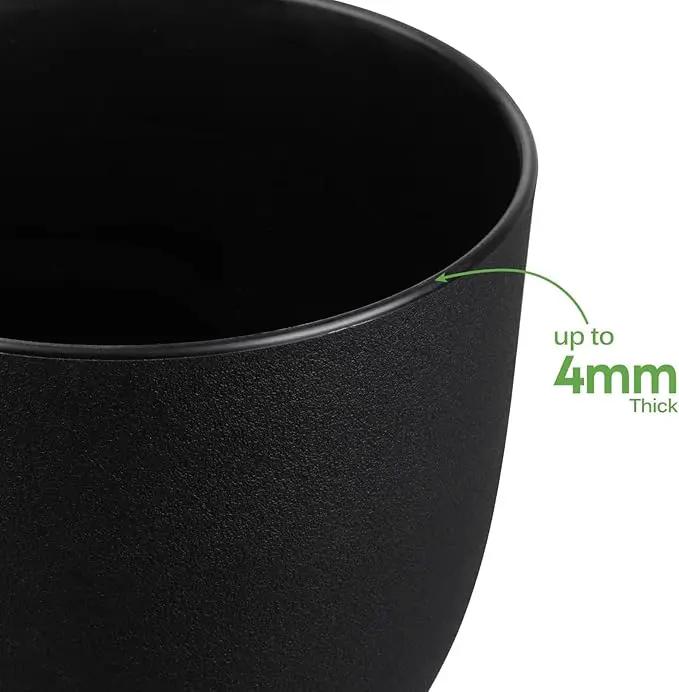Plant Pots 8 Inch Set of 4, Flower Pots with Multi Mesh Drainage Holes, Planters for Indoor Outdoor Garden Plants and Flowers (Black) by GreenHaven Gardens