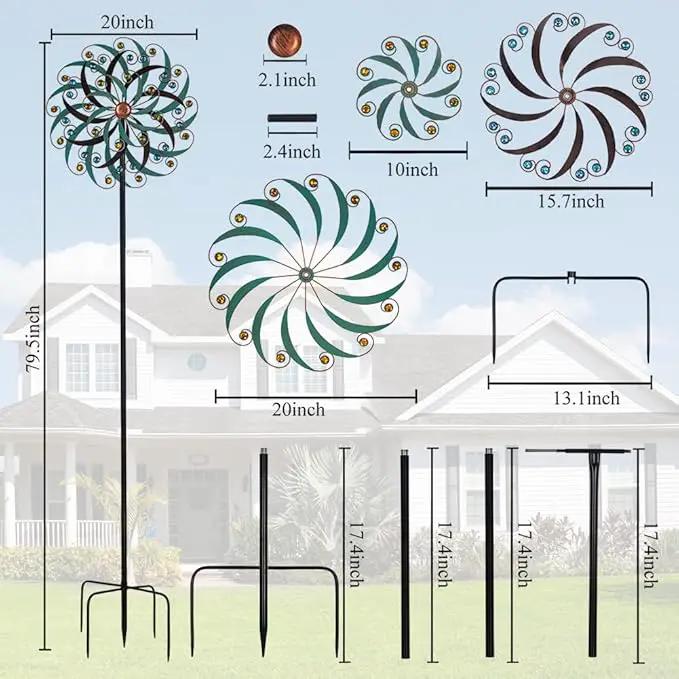 VEWOGARDEN 20" Dia Large Wind Spinner, Outdoor Metal Windmill Spinner - Yard Art Spinner Wind Catchers Sculpture for Patio, Lawn & Garden Decor by GreenHaven Gardens