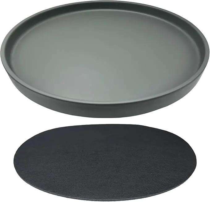 Ceramic Plant Saucer Pot Tray 12 Inch, Planter Saucers 4 5 6 7 8 9 10 11 12 13 Inch for Indoors Outdoor, Durable Sturdy Flower Drainage drip Water Tray for Glazed Pots Base (12.7 Inch-Grey) by GreenHaven Gardens